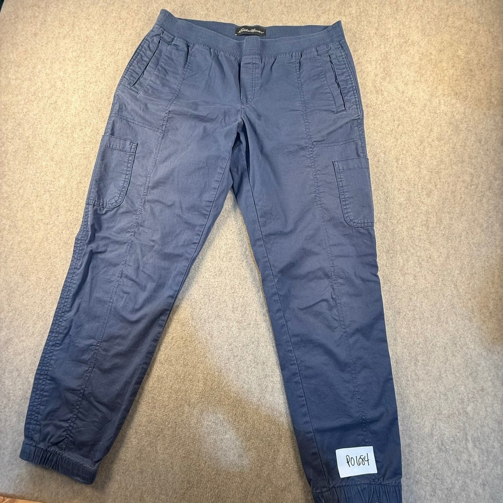 Eddie Bauer Womens Navy Blue Cargo Jogger Pants Elastic Waist Utility Size 8